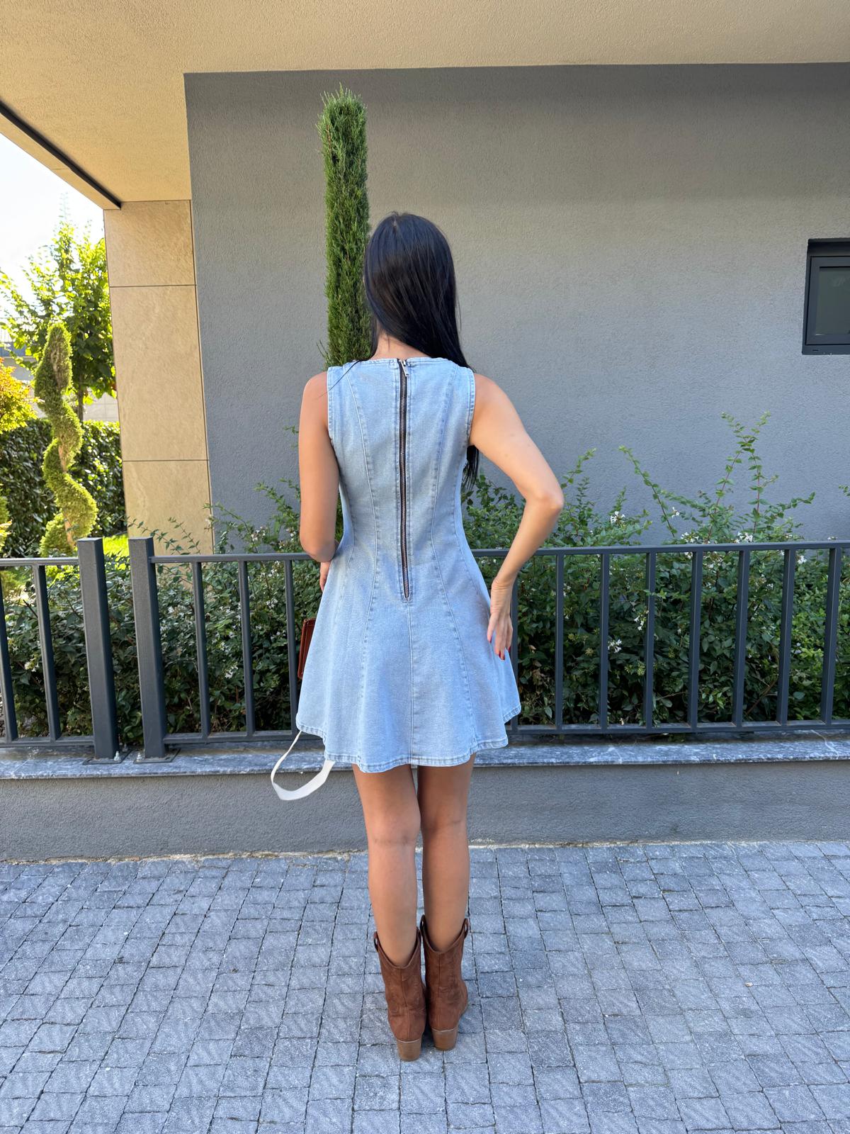 Mini Denim Elbise