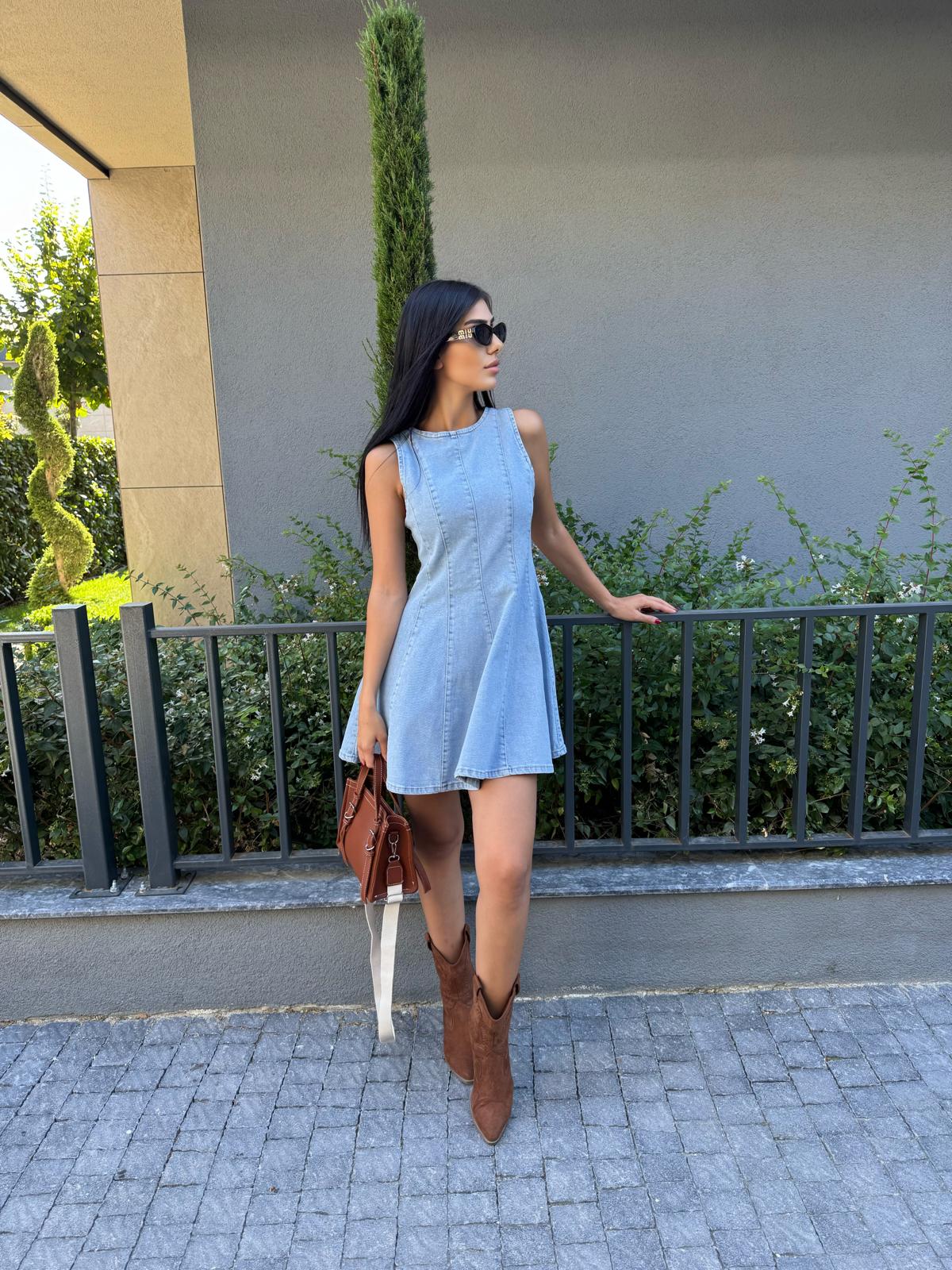 Mini Denim Elbise