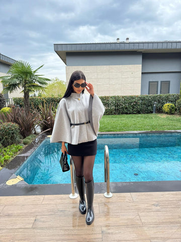 Kemerli Gold düğmeli  Palço Gri