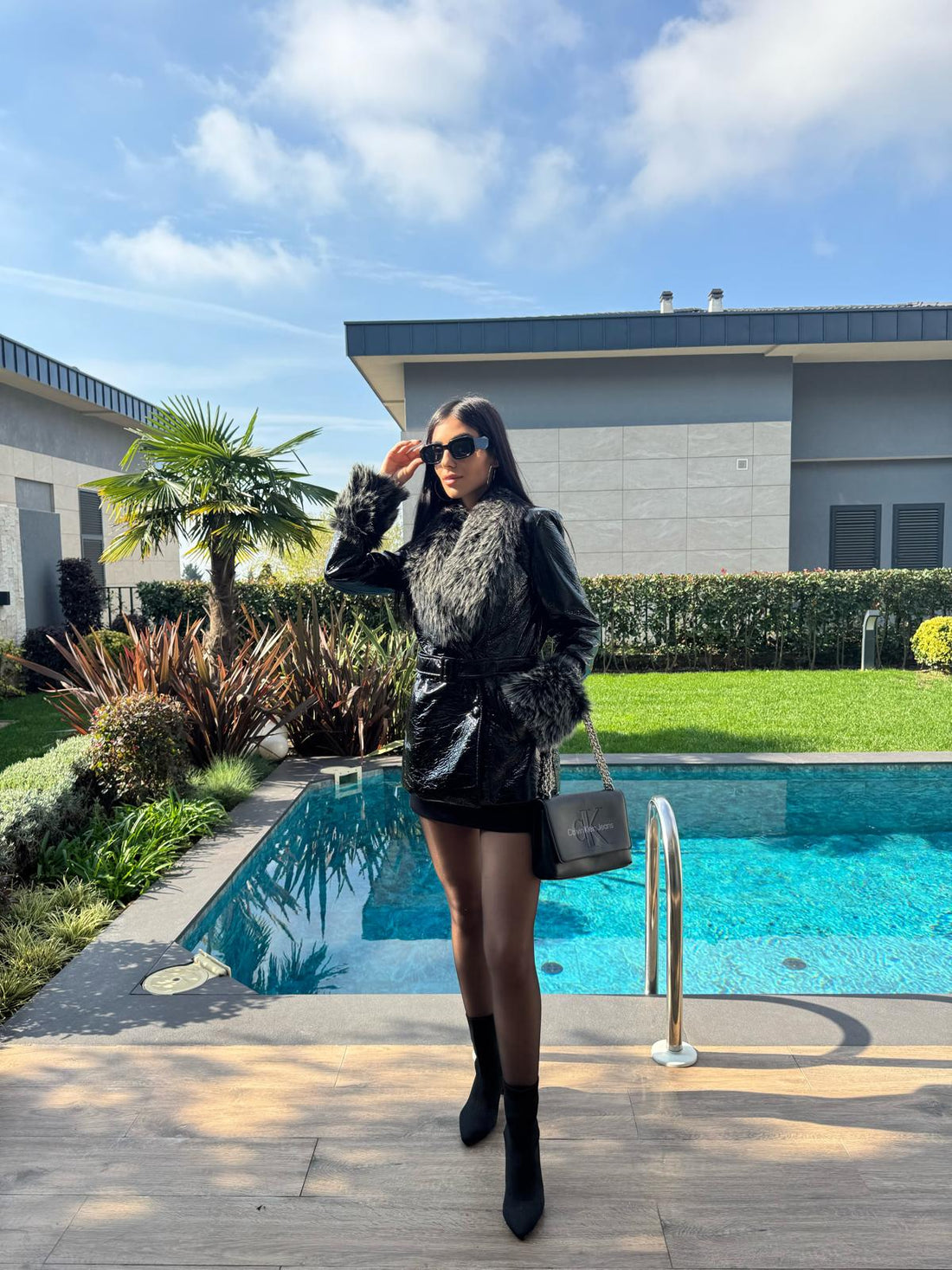 Kürk Yaka Premium Kalite Deri Mont