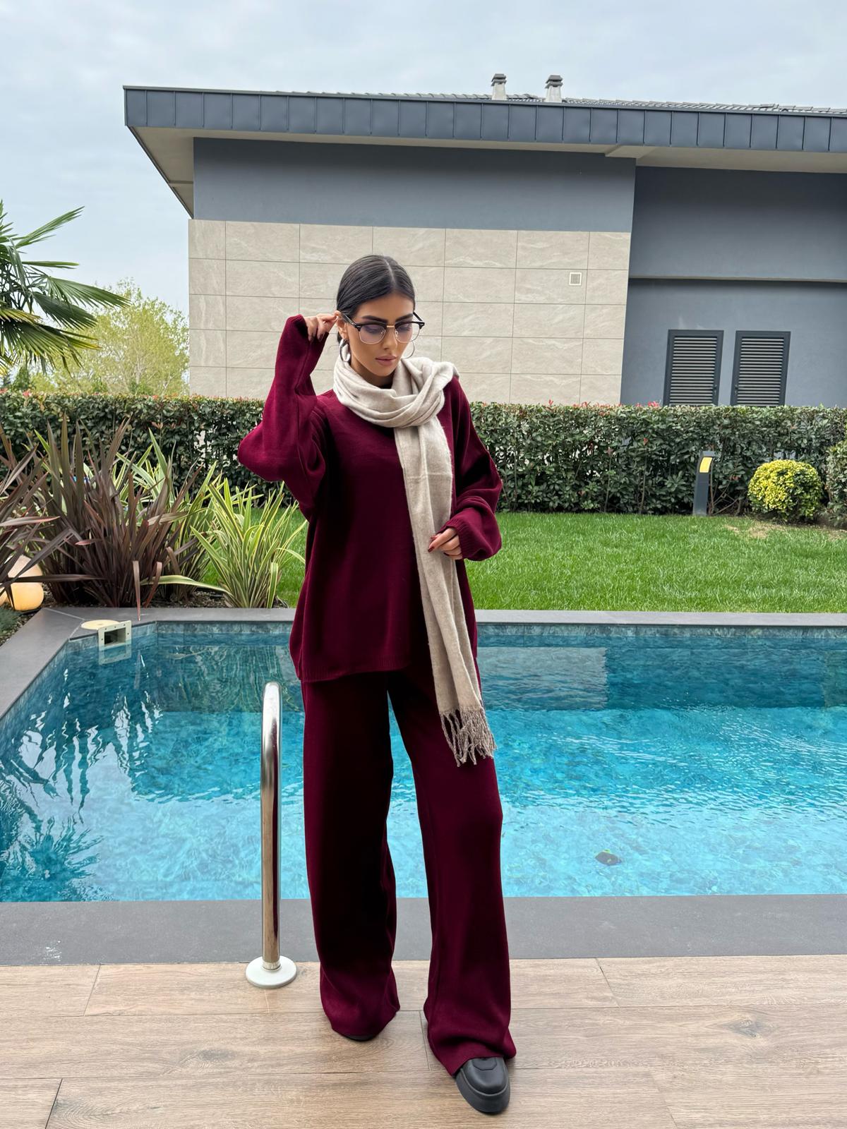 Bordo Basic Triko Takım