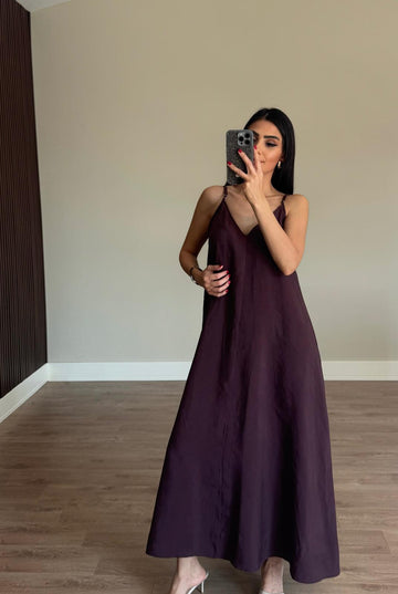 Gül kurusu premium tencel elbise