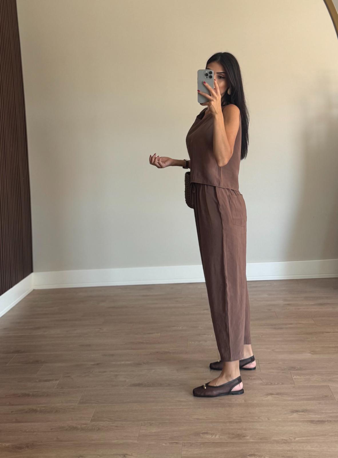 Sıfır Kol Modal Kahve Takım