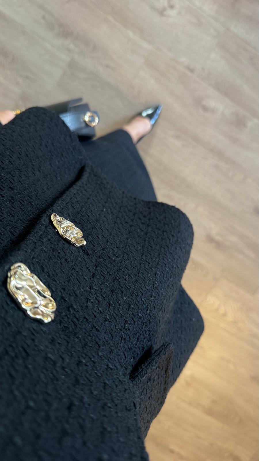 Chanel Kumaş Tuvit Siyah Etekli Takım