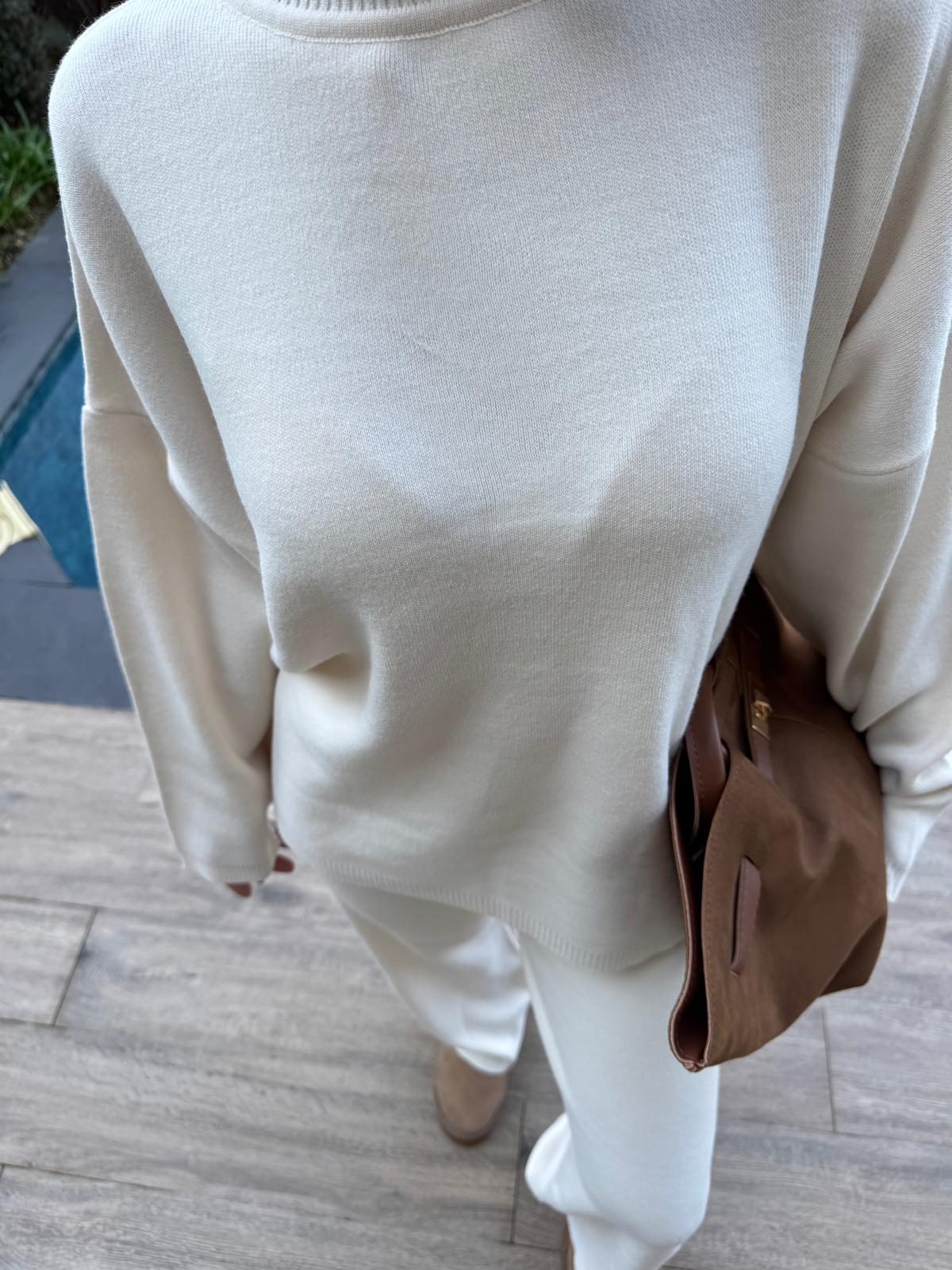 Krem Basic Triko Takım
