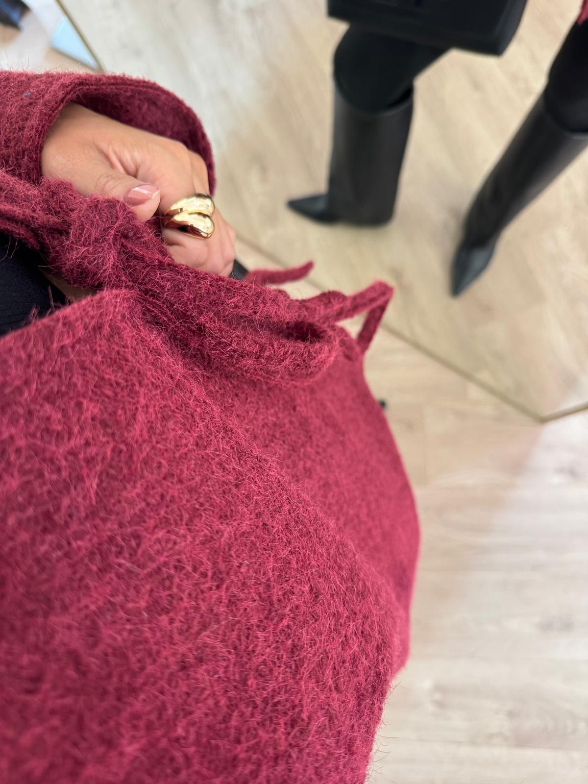 Önden Bağlamalı Kırçıllı Ceket Bordo