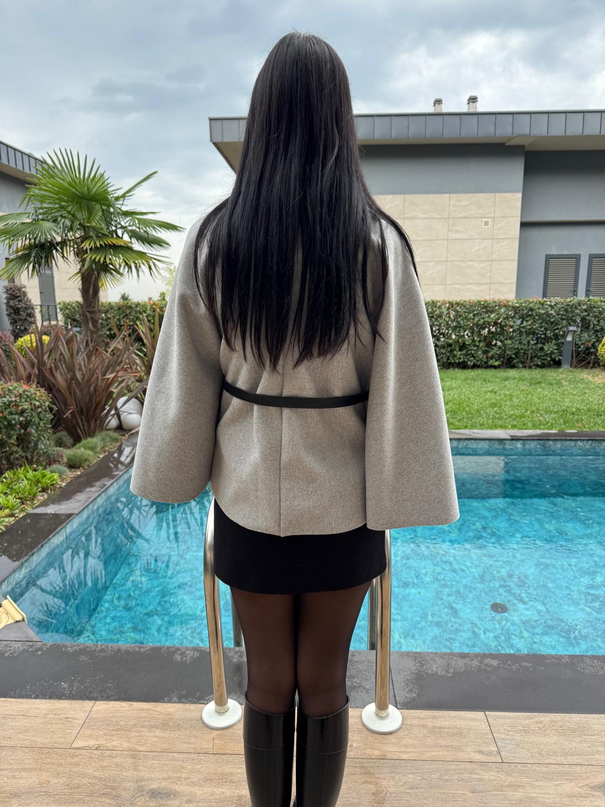 Kemerli Gold düğmeli  Palço Gri