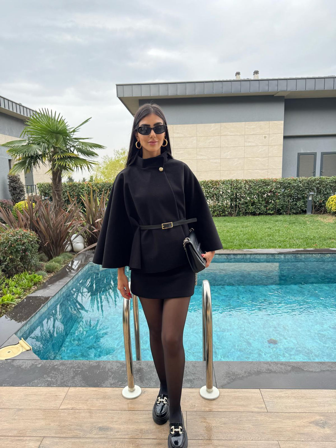 Kemerli Gold Düğmeli Palço Siyah