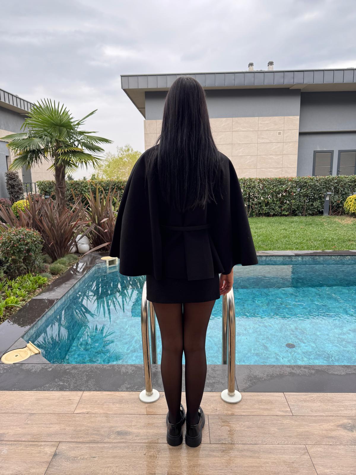 Kemerli Gold Düğmeli Palço Siyah