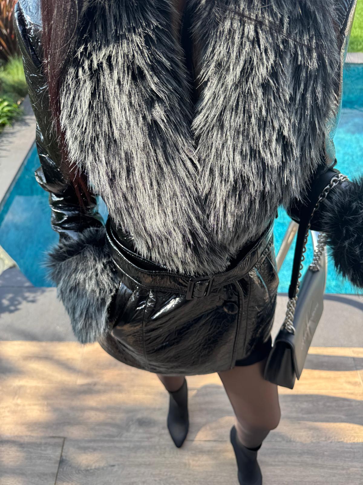 Kürk Yaka Premium Kalite Deri Mont