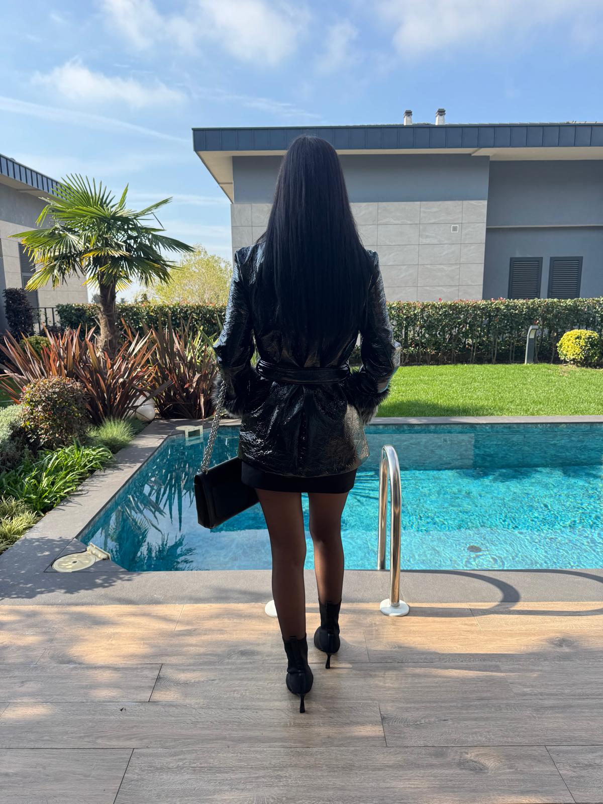 Kürk Yaka Premium Kalite Deri Mont