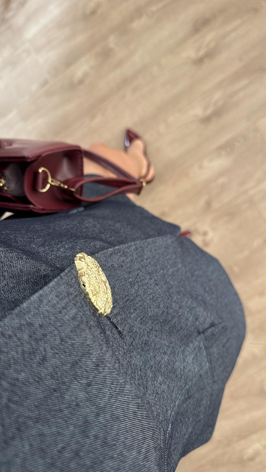 Gold Düğmeli Denim Takım