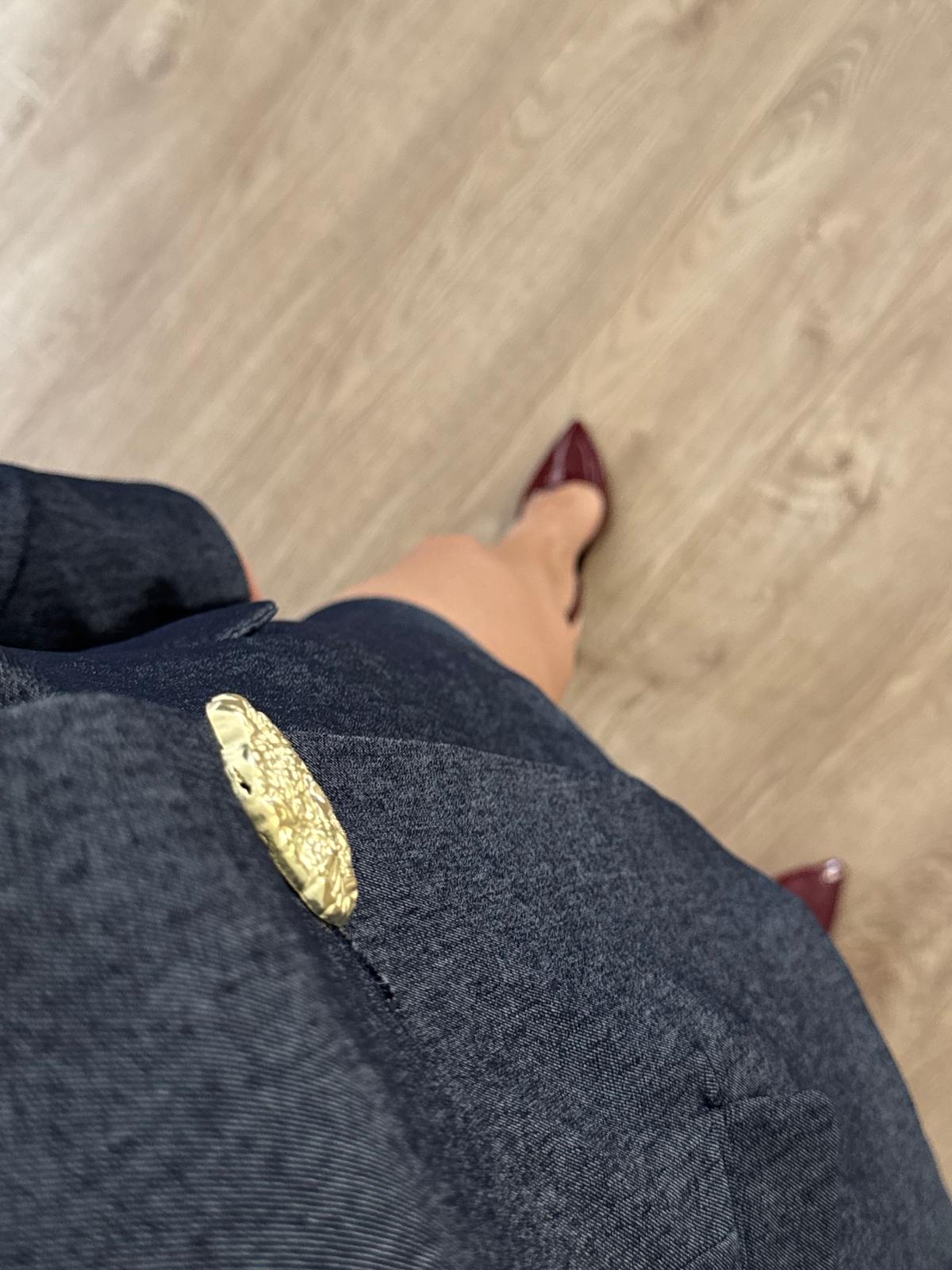 Gold Düğmeli Denim Takım