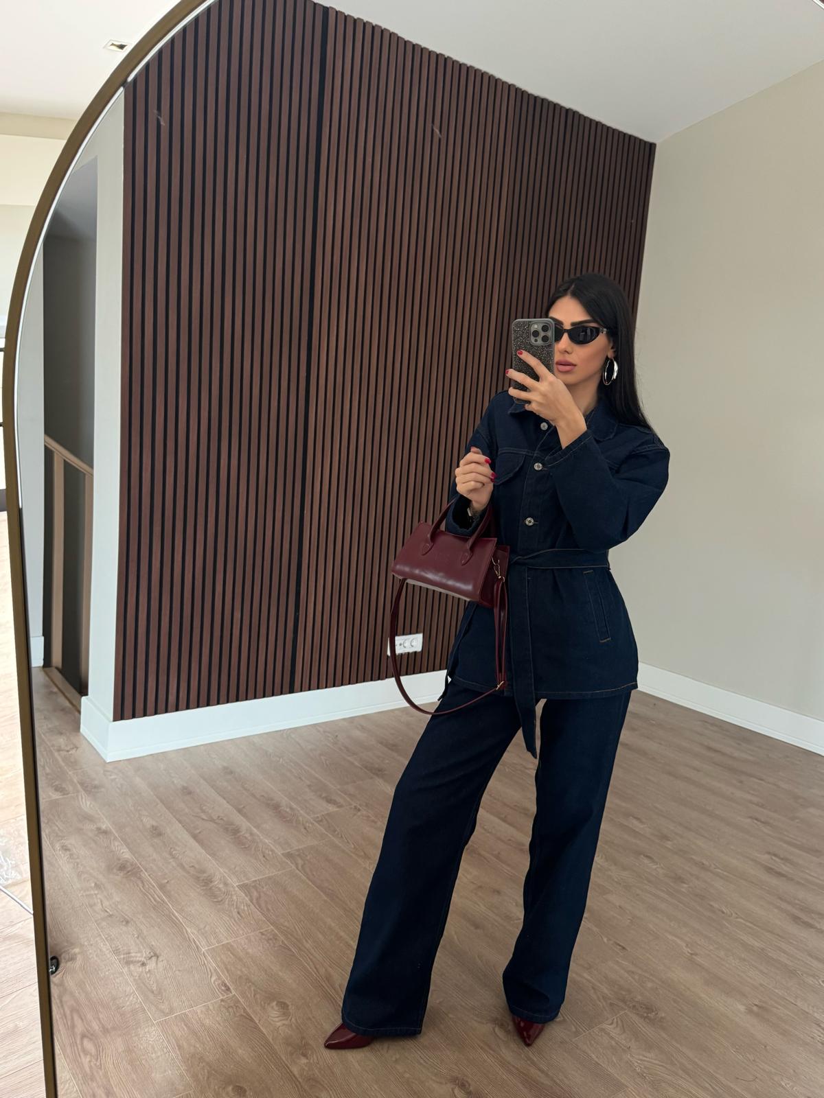 Kuşaklı Denim Takım