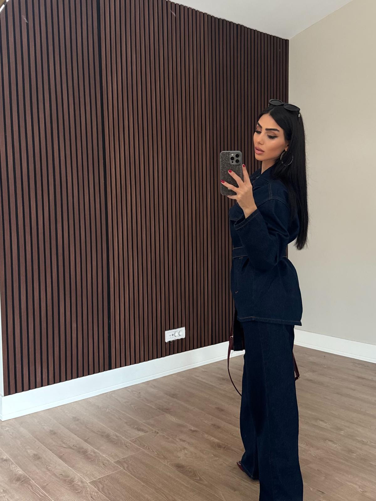 Kuşaklı Denim Takım