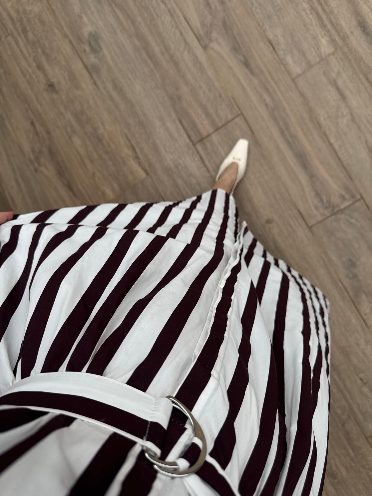 Çizgili Kemerli Gömlek Elbise