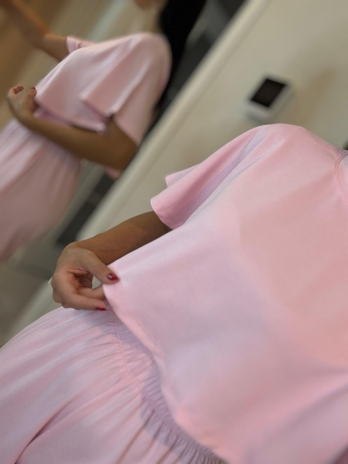 Pembe Crop Beli Lastikli Palazzo İkili  Modal KumaşTakım