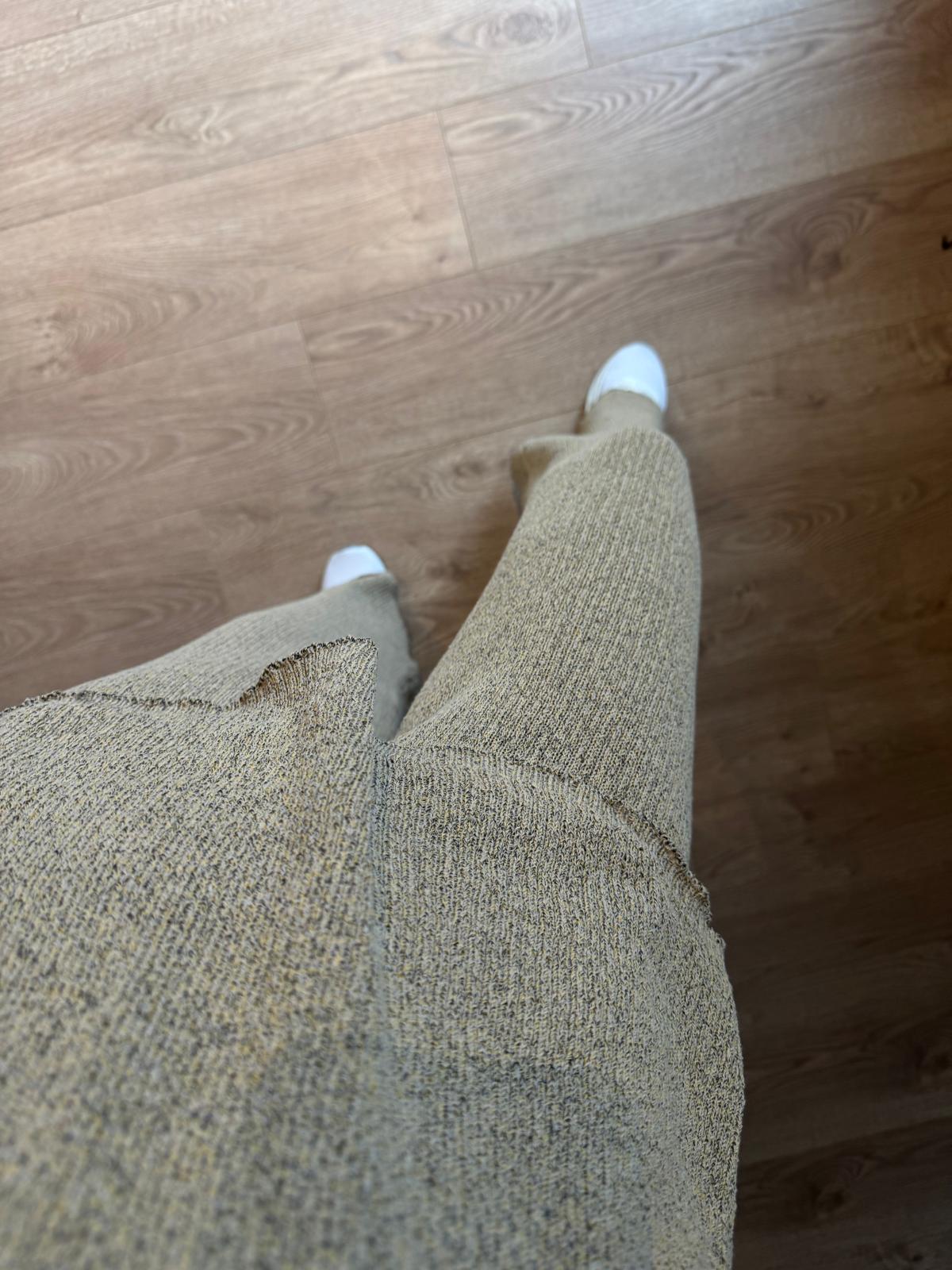 Bej Bisiklet Yaka Triko Bluz Takım