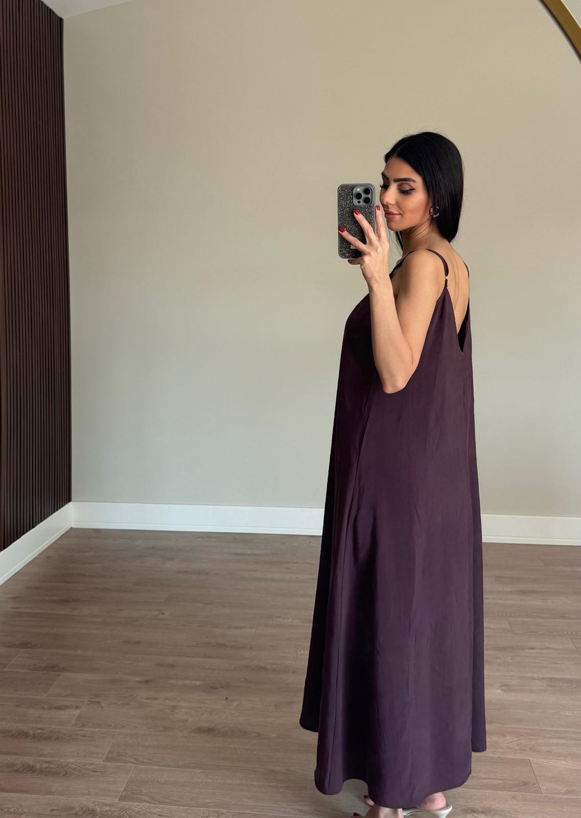 Gül kurusu premium tencel elbise