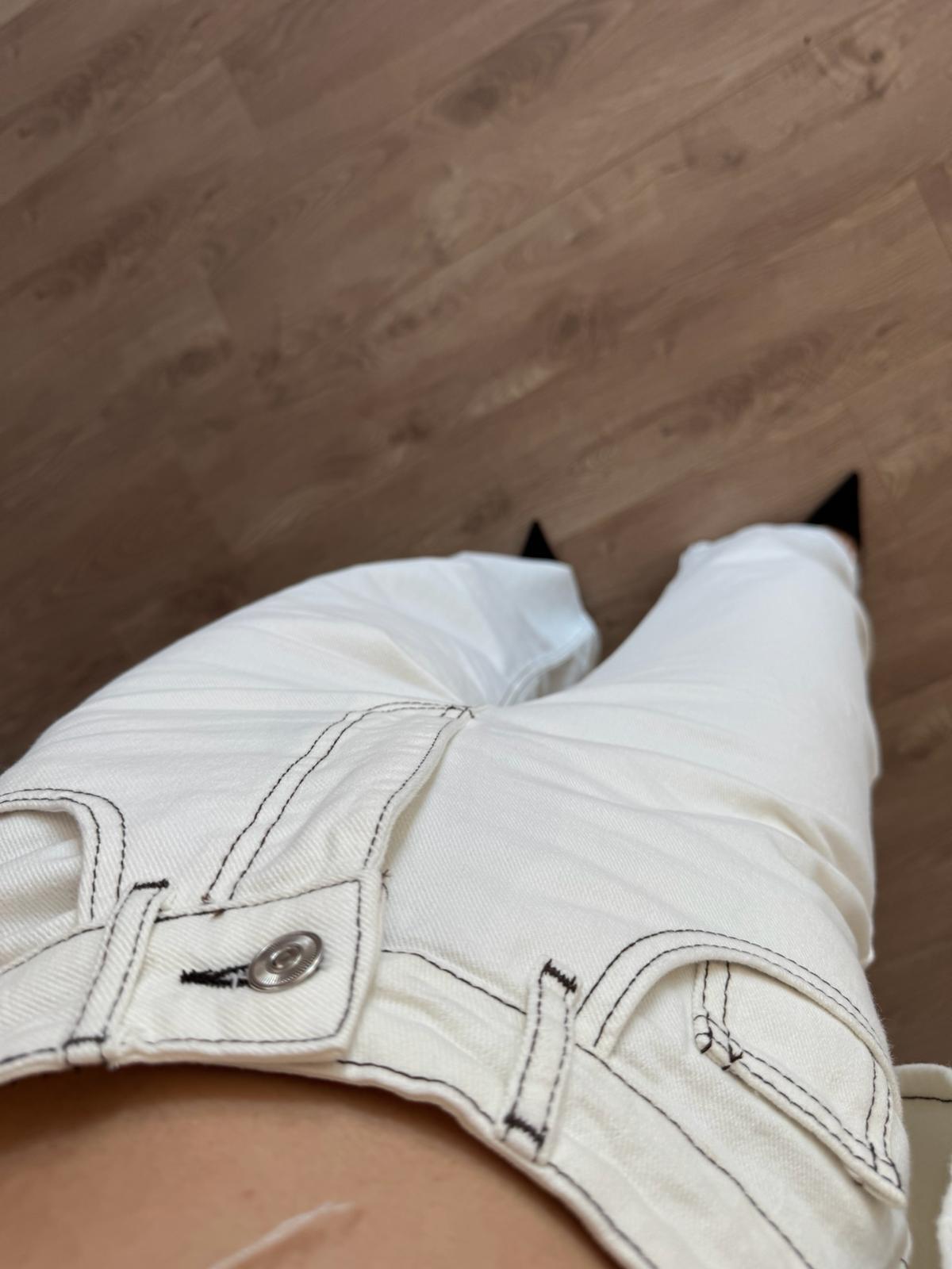 Beyaz Yumuşak Dokulu  Denim Takım