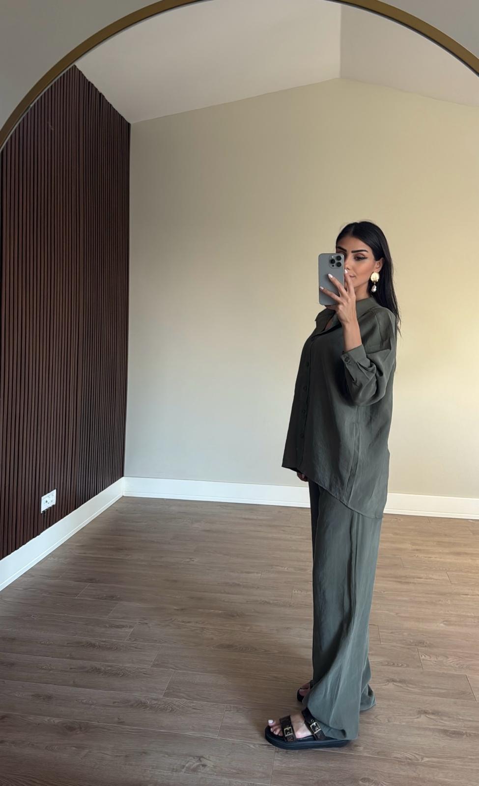 Haki Modal Pantolon Gömlek Takım