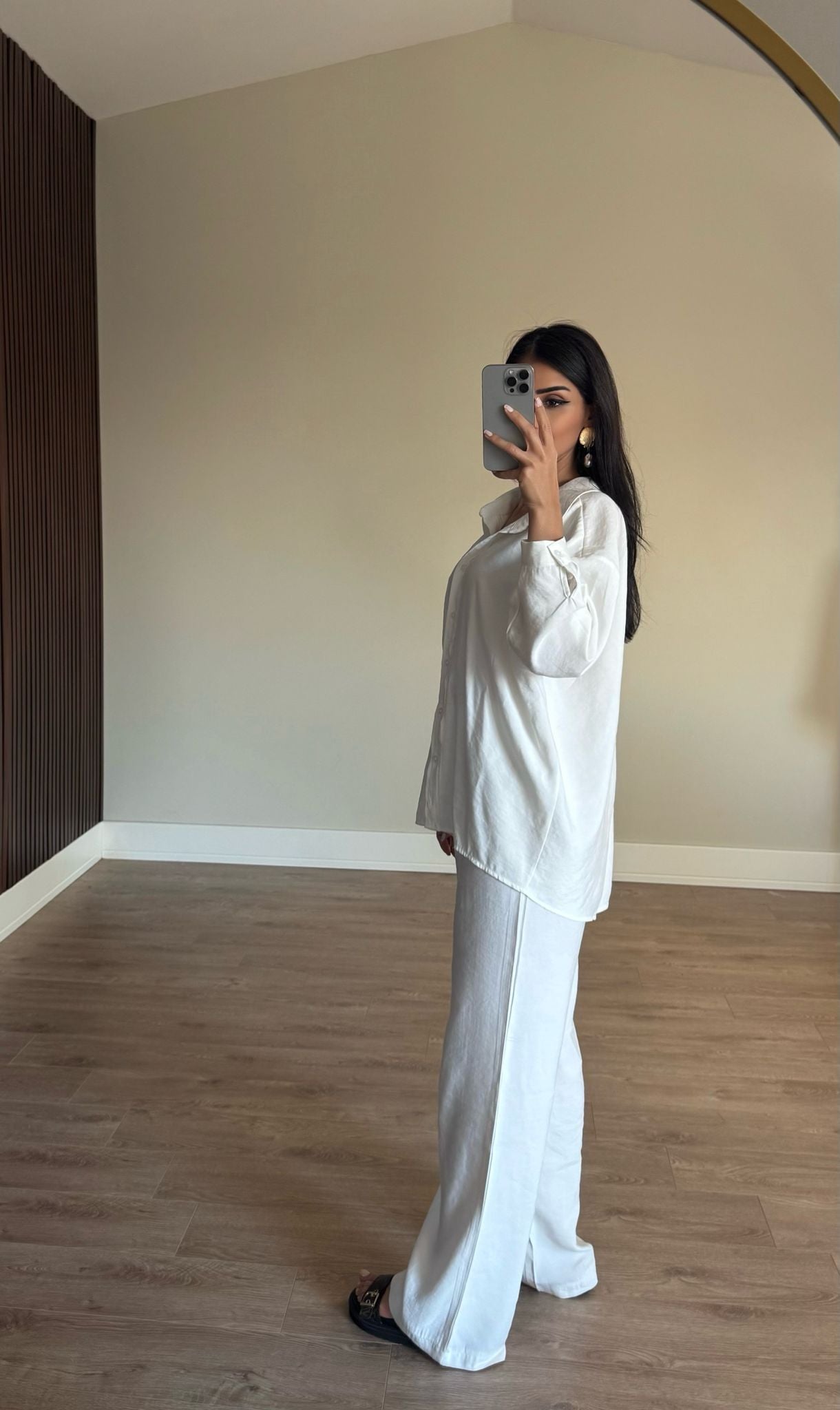 Beyaz Modal Pantolon Gömlek Takım