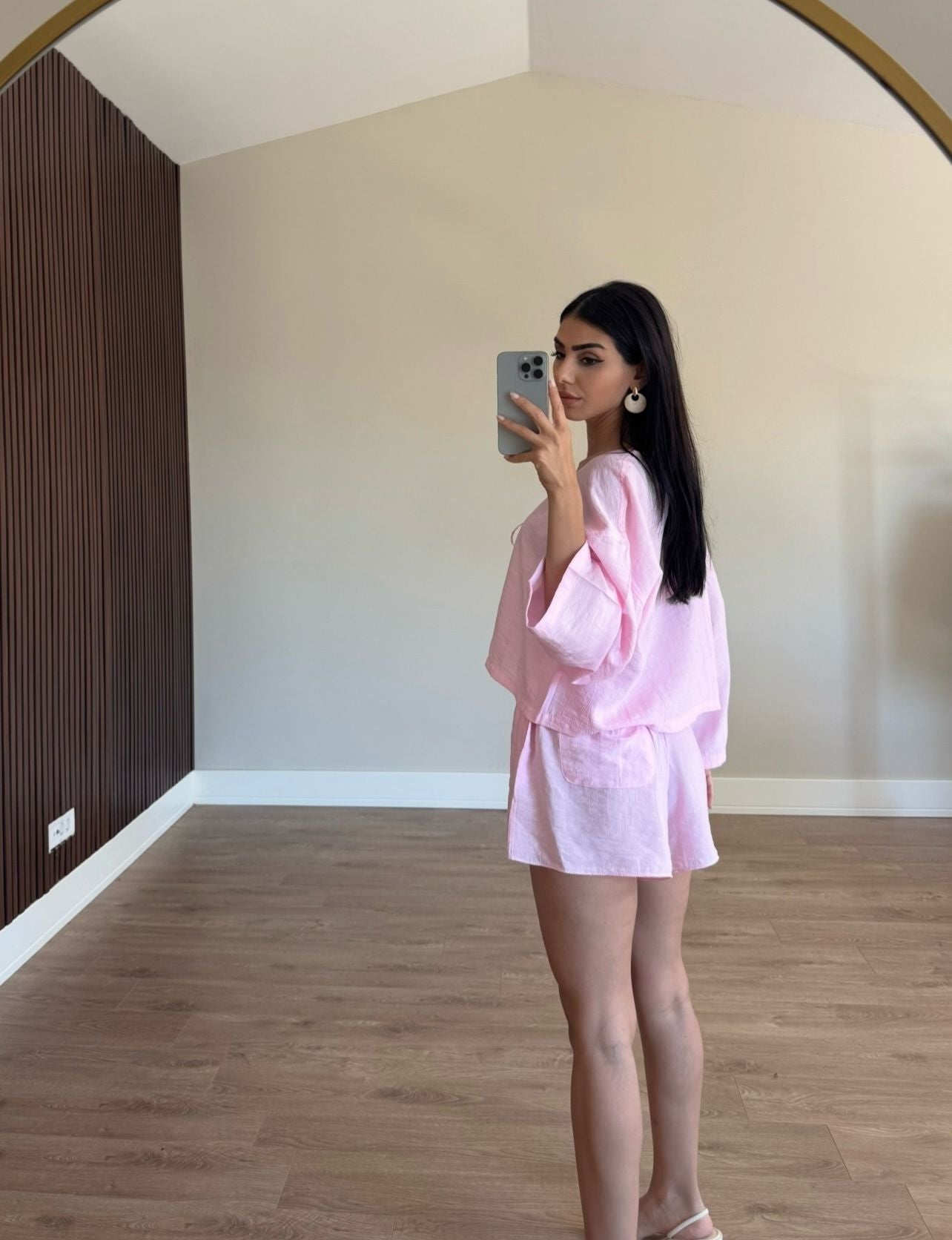 Çilek Keten Kumaş Pembe İkili Takım