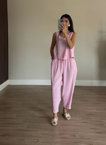 Sıfır Kol Modal Pembe Takım