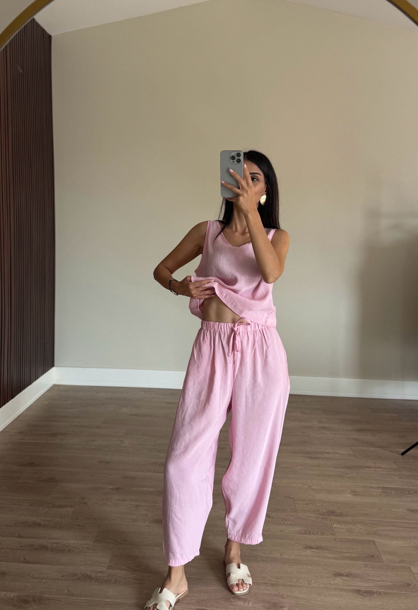 Sıfır Kol Modal Pembe Takım