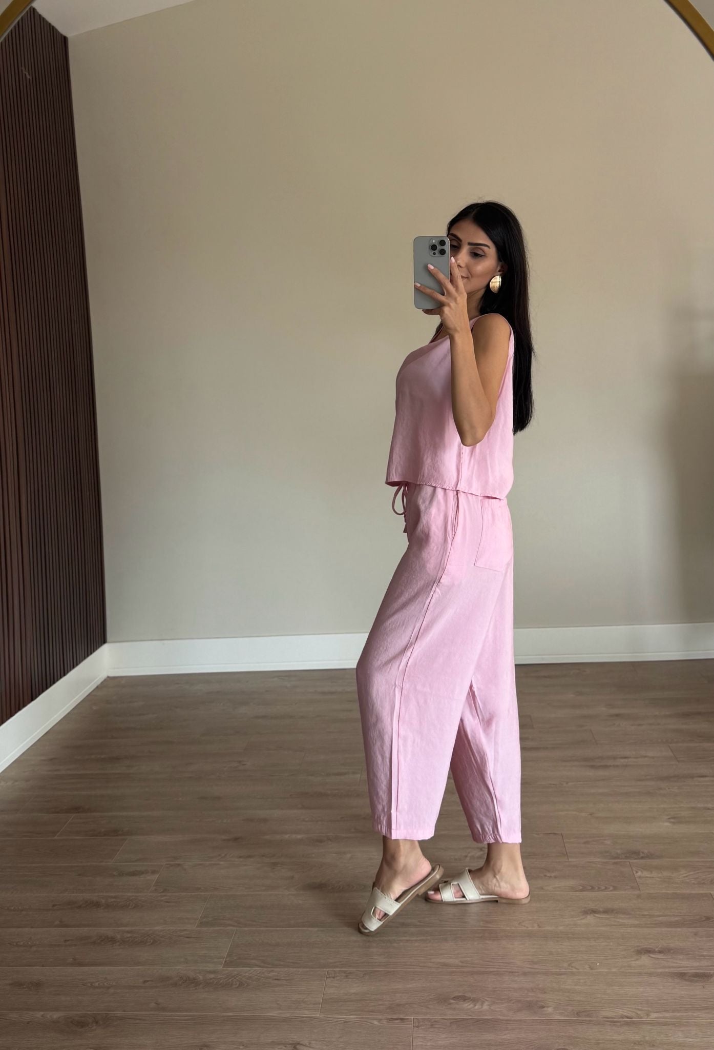 Sıfır Kol Modal Pembe Takım