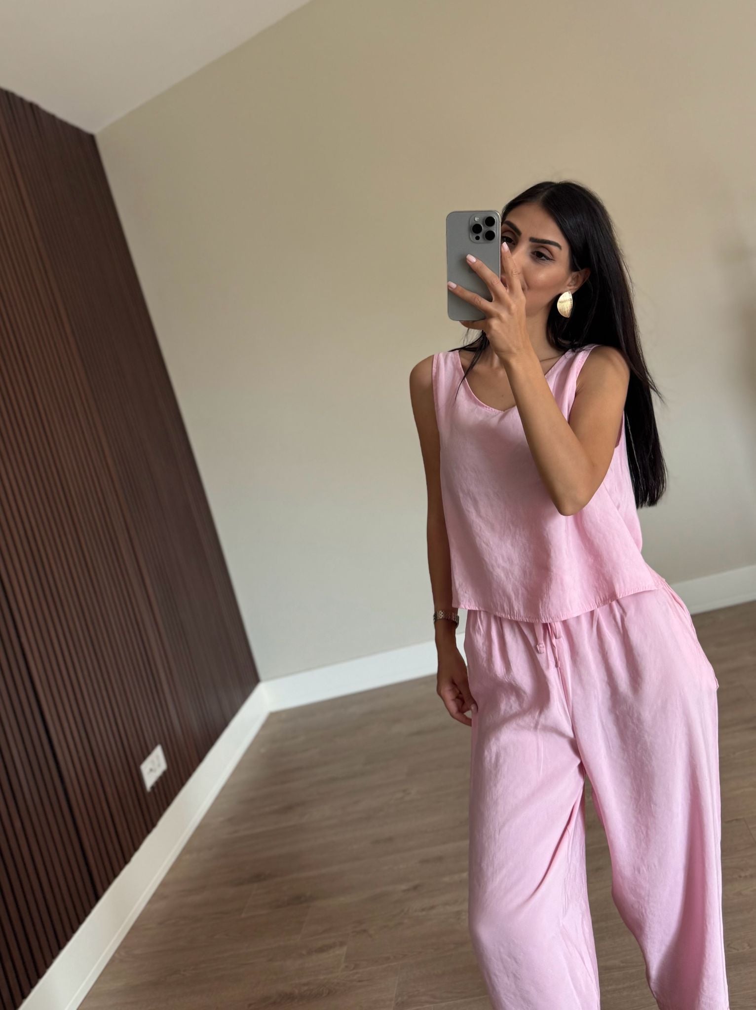 Sıfır Kol Modal Pembe Takım