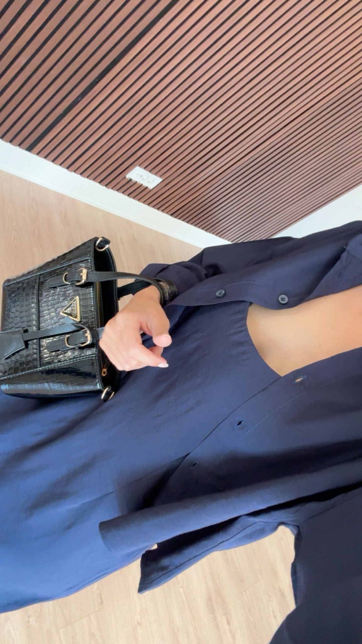 Lacivert Ayarlanabilir Askılı Elbise Gömlek İkili Tencel Takım