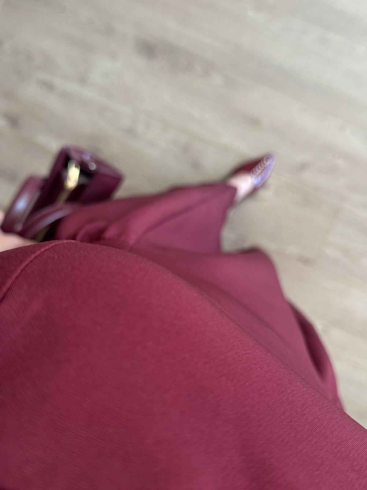 Kare Yaka Bordo Midi Elbise