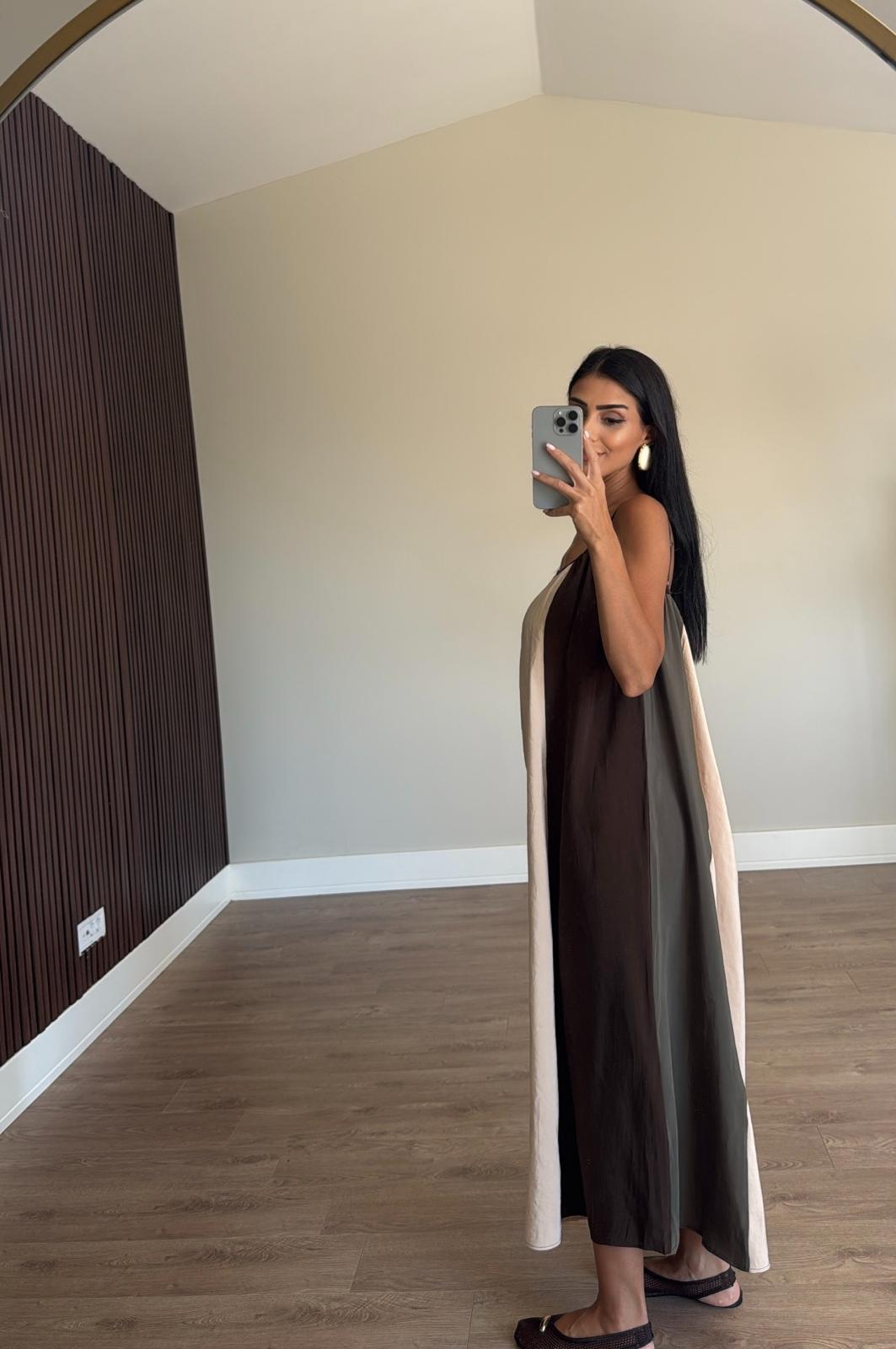 İp Askılı Renk Geçişli Elbise