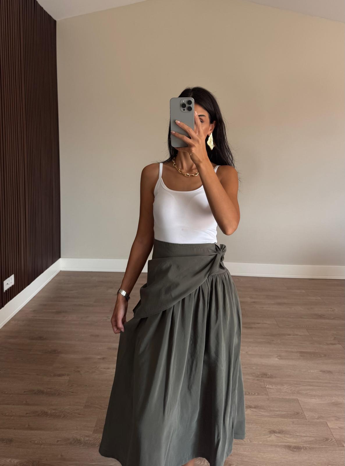 Belden bağlamalı Haki Etek