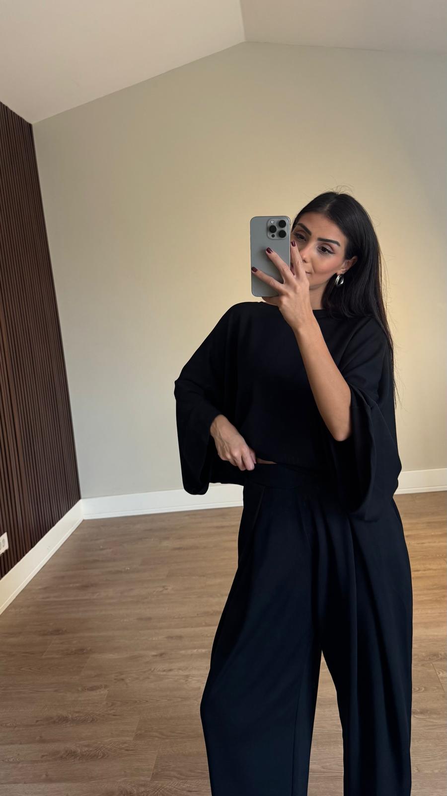 Siyah Modal Ön Pile Detaylı Oys Model Takım
