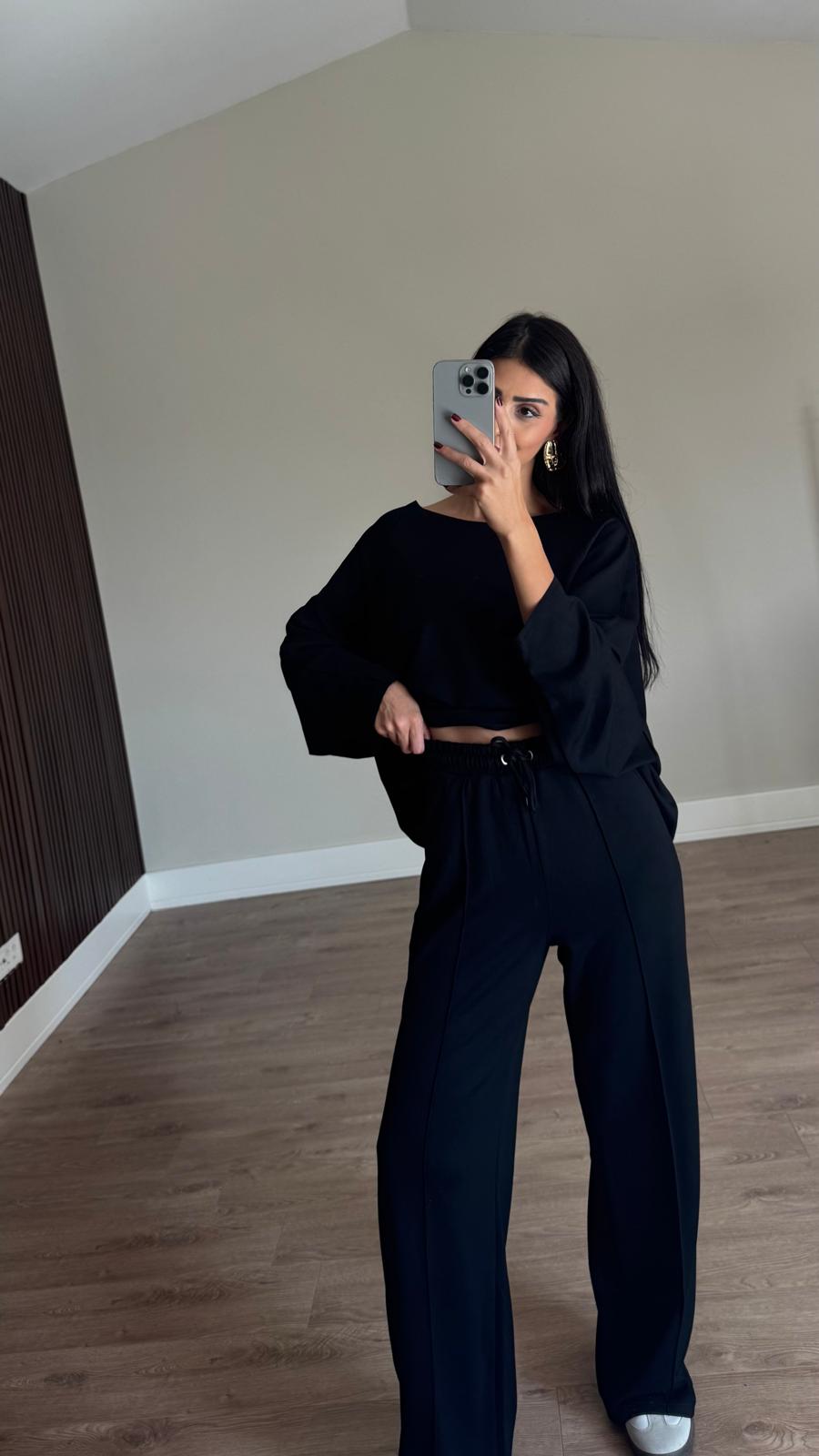 Siyah Ters Dikişli Modal Takım