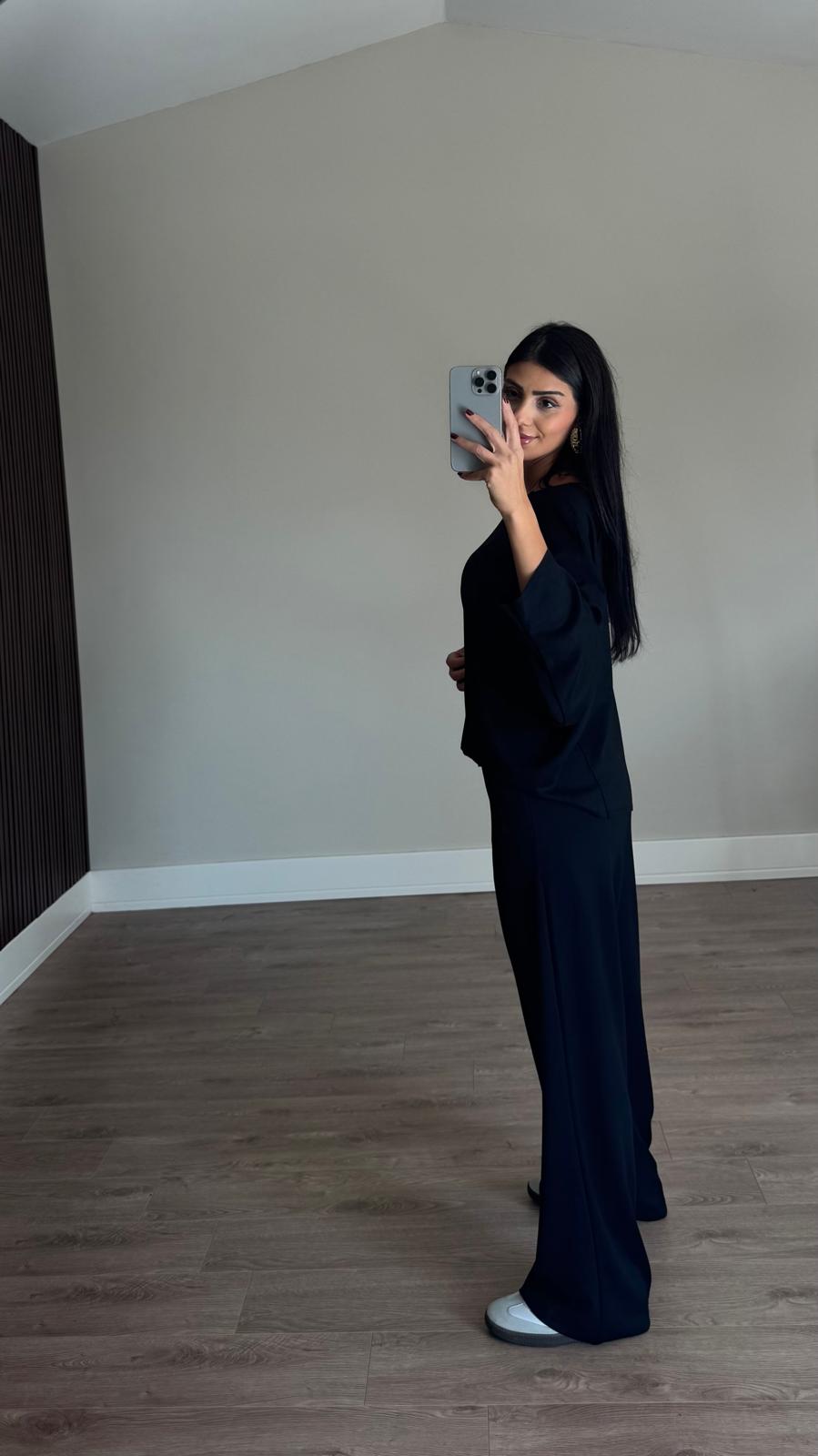 Siyah Ters Dikişli Modal Takım