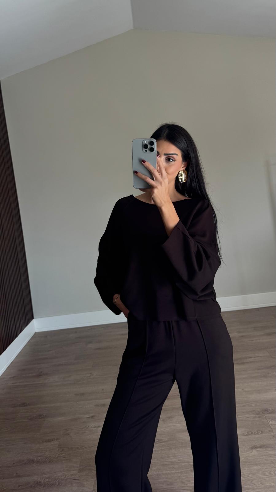 Kahve Ters Dikişli Modal Takım