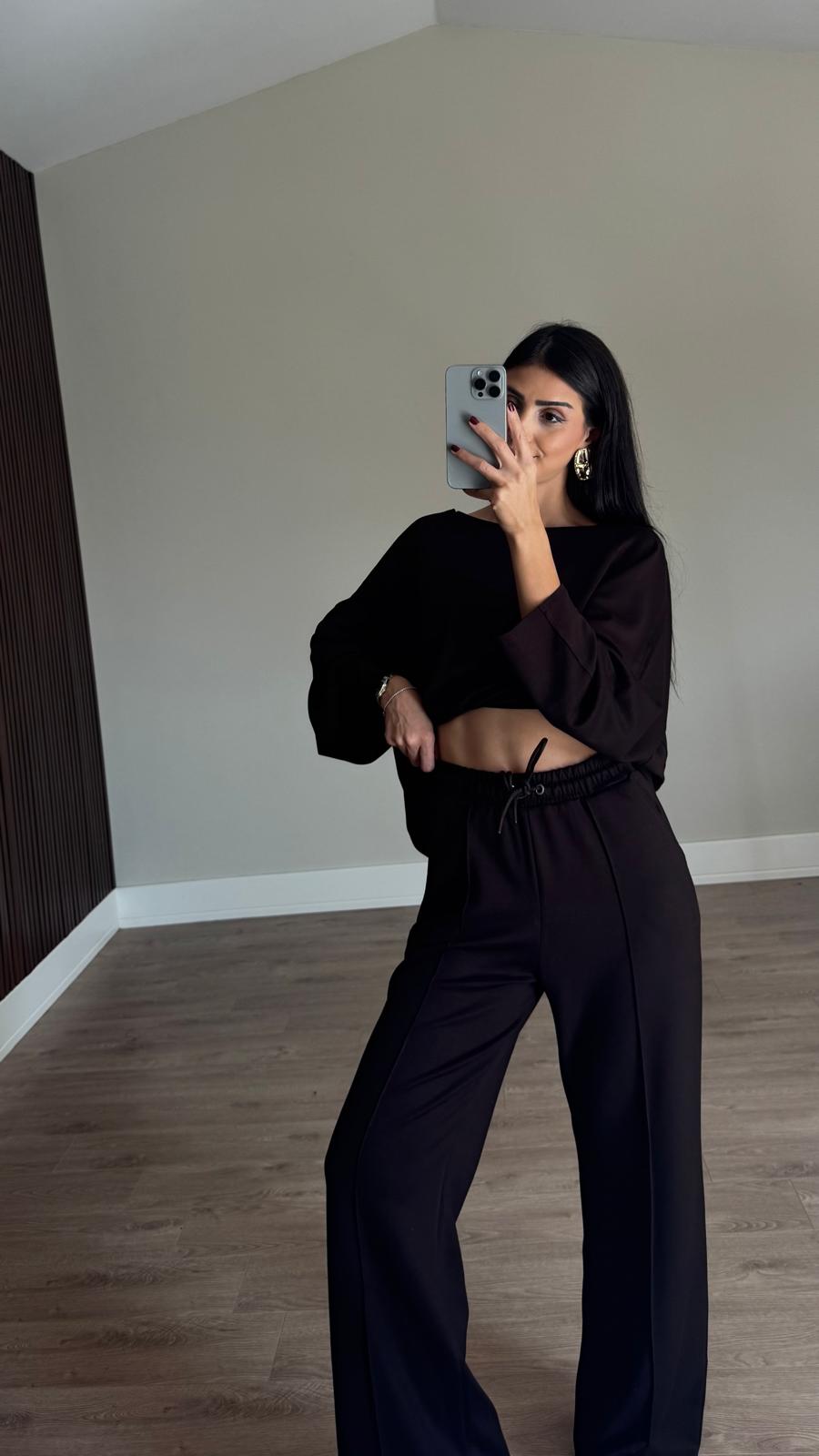 Kahve Ters Dikişli Modal Takım