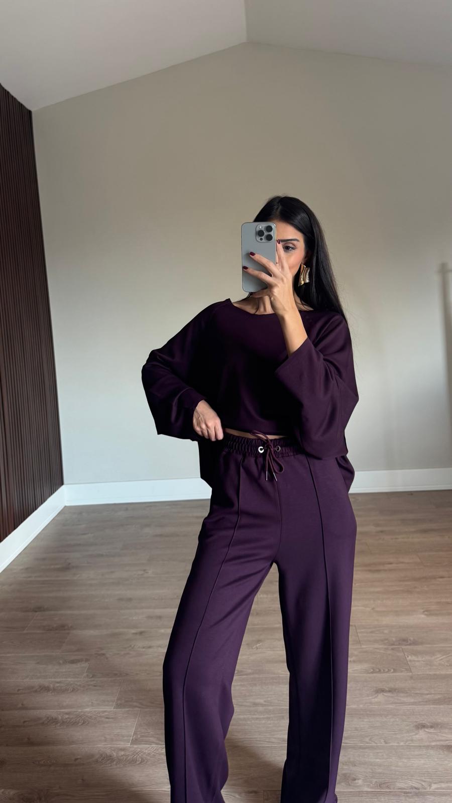 Mürdüm Ters Dikişli Modal Takım