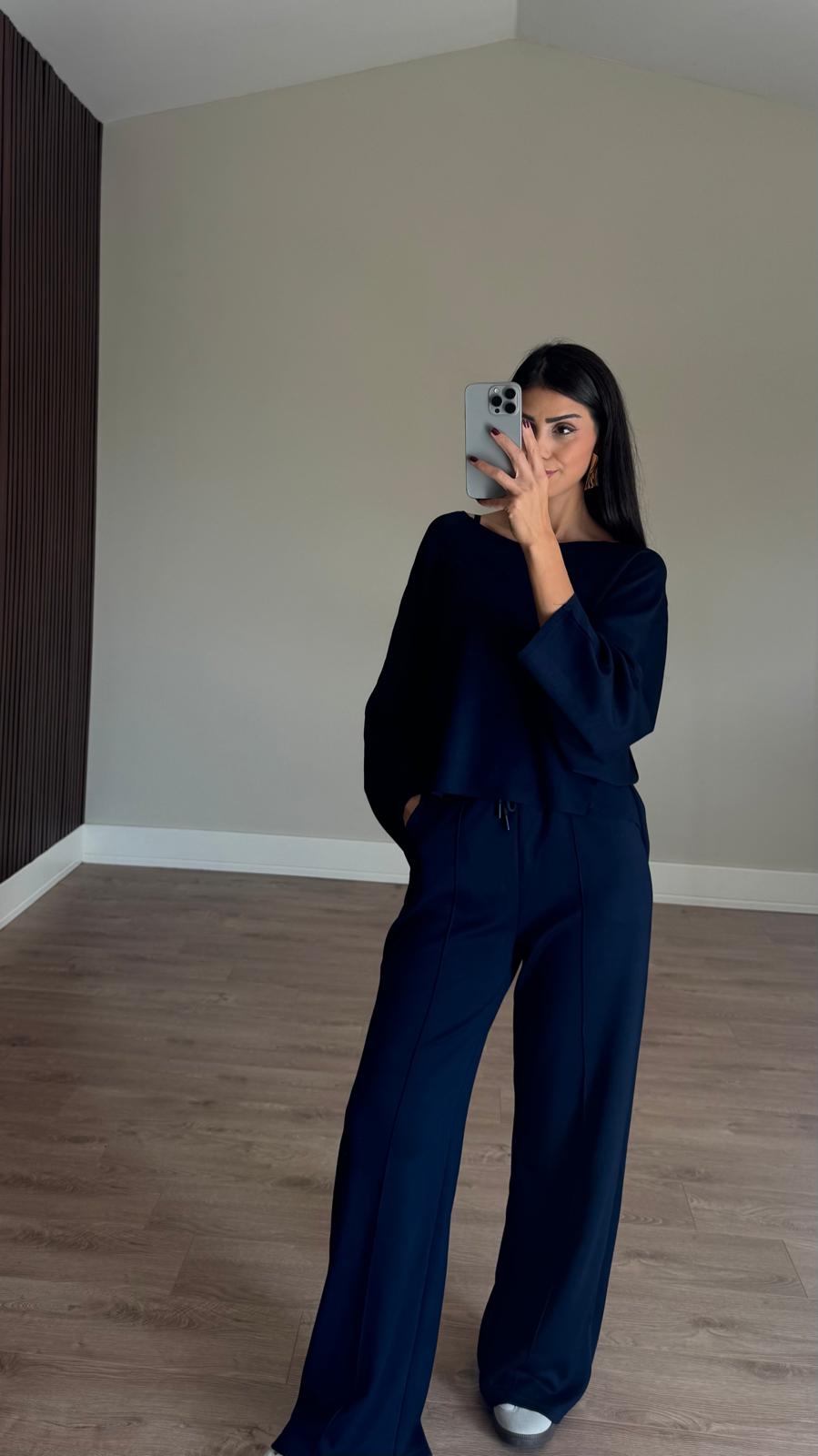 Lacivert Ters Dikişli Modal Takım