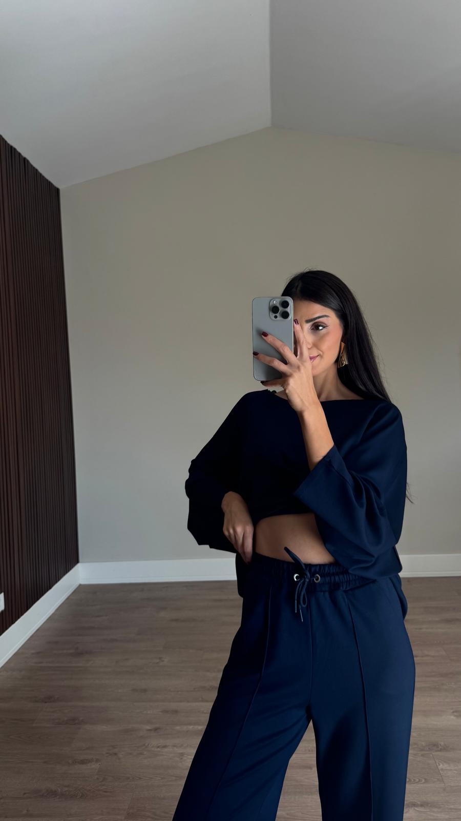 Lacivert Ters Dikişli Modal Takım