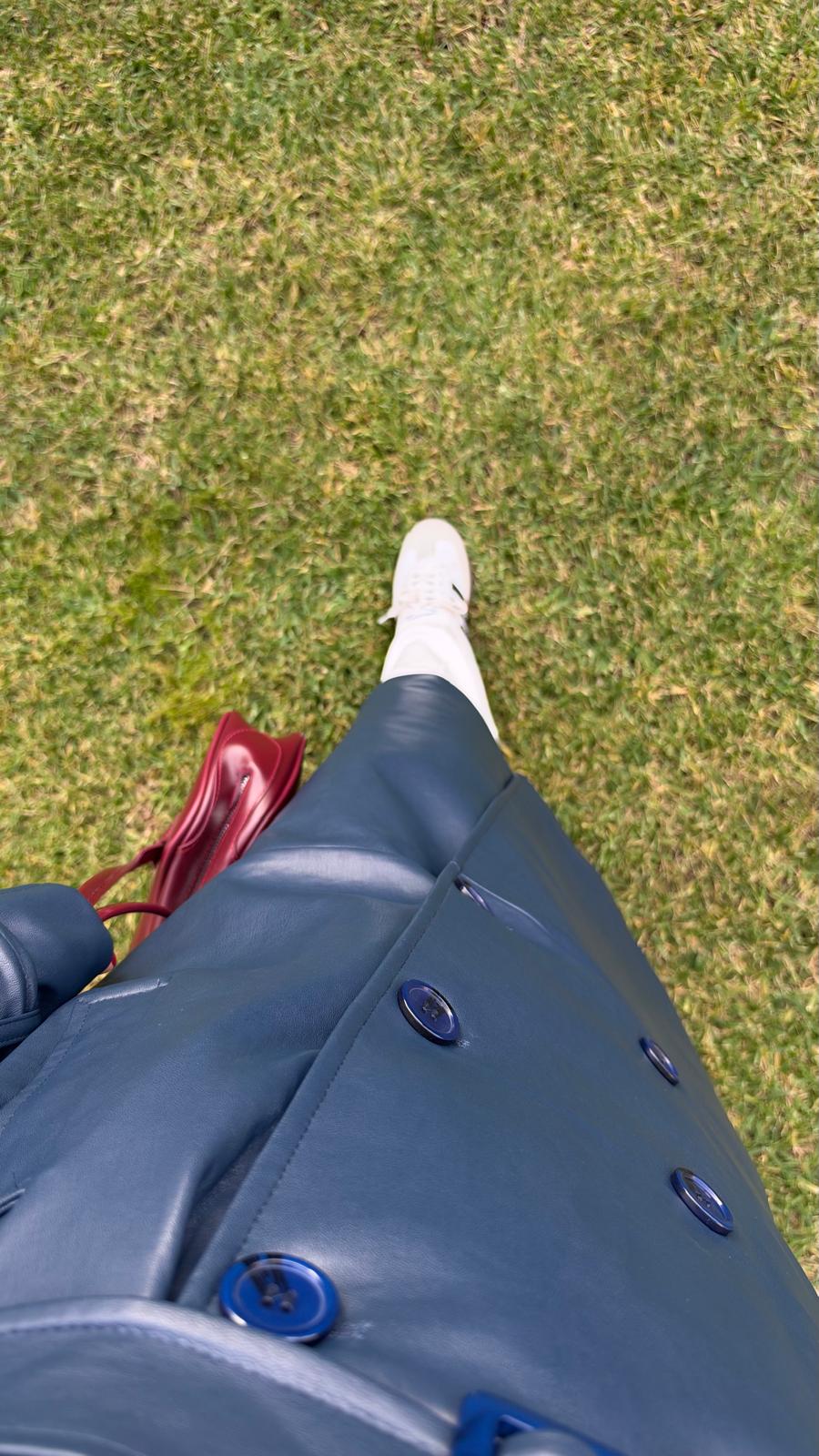 İthal Velvet Deri Lacivert Trench