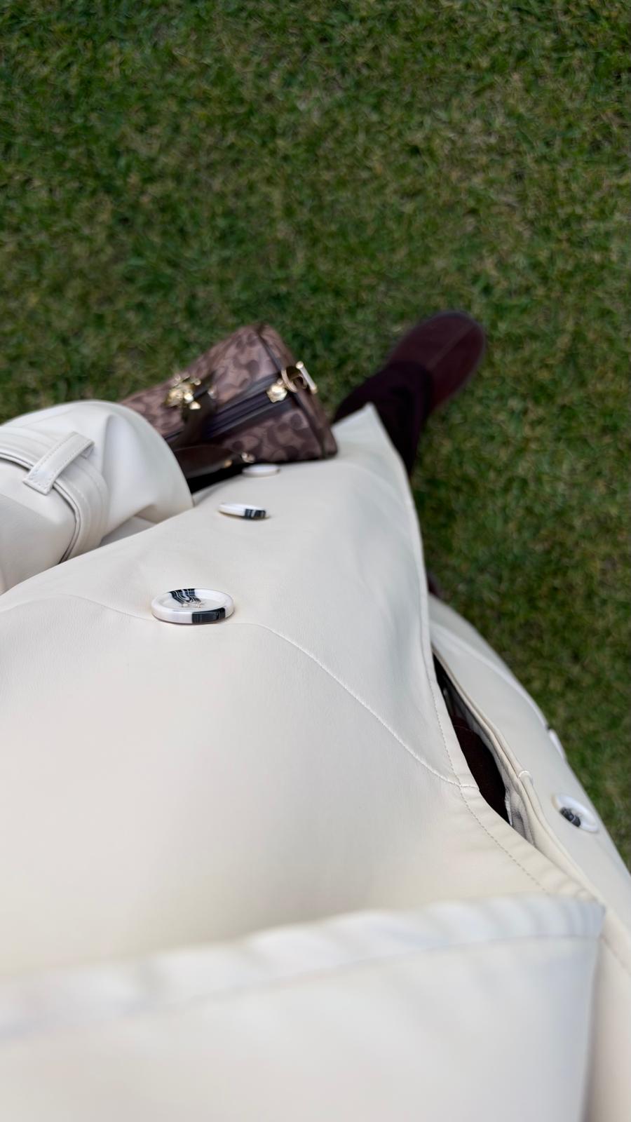 İthal Velvet Deri Bej Trench